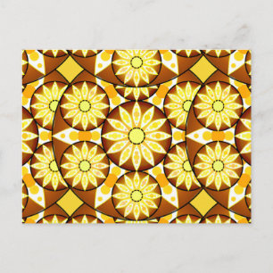 Mandala pattern, shades of brown and gold postcard