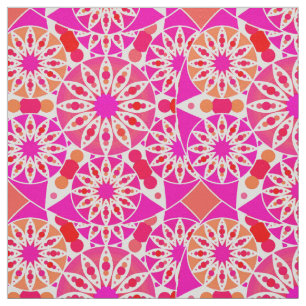 Mandala pattern, shades of pink and coral fabric