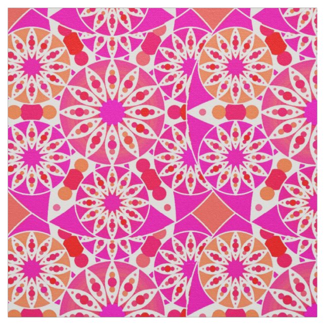 Mandala pattern, shades of pink and coral fabric (Swatch)