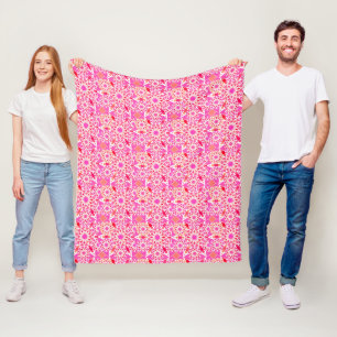Mandala pattern, Shades of Pink and Coral Fleece Blanket