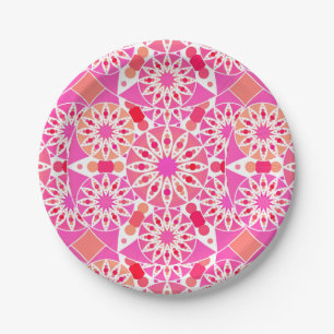 Mandala pattern, shades of pink and coral paper plate