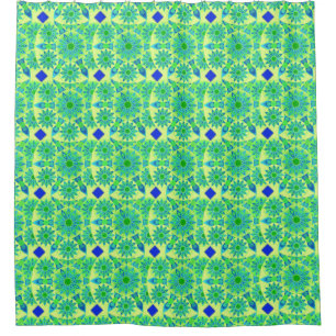 Mandala pattern, turquoise, blue, lime green