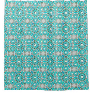 Mandala pattern, turquoise, silver grey and white