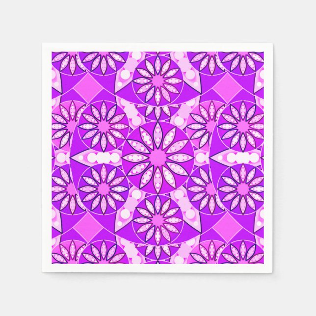 Mandala pattern, violet, orchid and pink napkin (Front)