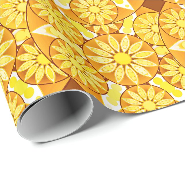 Mandala pattern, yellow, gold and brown wrapping paper (Roll Corner)