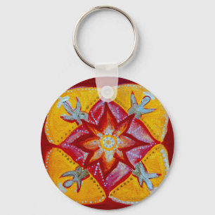 Mandala Peace 5.7 cm Basic Button Key Ring
