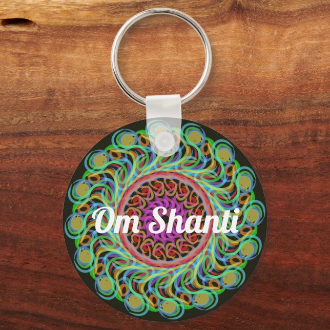 Mandala Personalizable Mantra Keychain (Front)