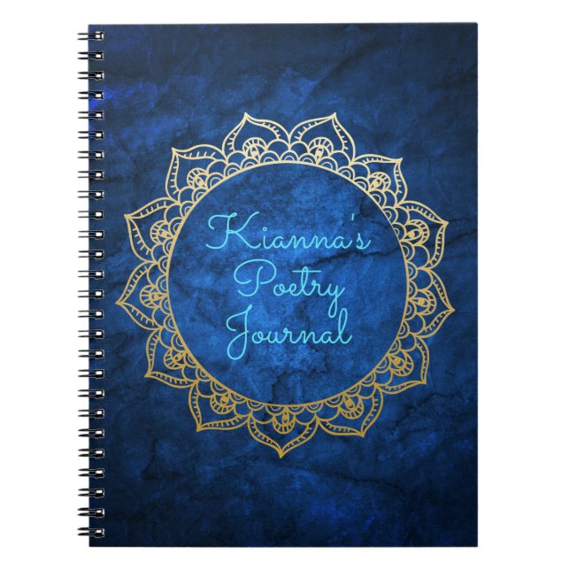 Mandala personnalisé d'or de journal de poésie (Devant)