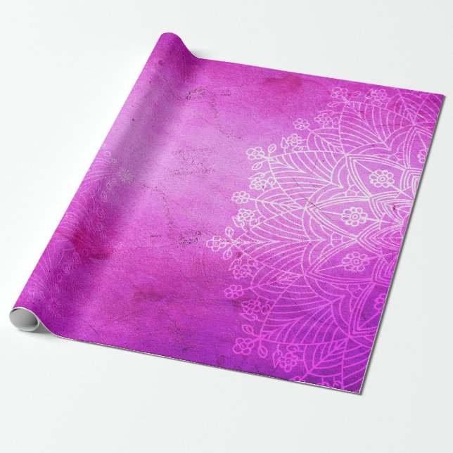 Mandala pink design meditation zen wrapping paper (Unrolled)