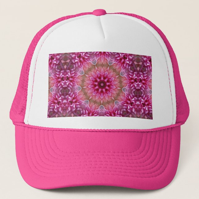 Mandala Pink Kaleidoscope Pattern  Trucker Hat (Front)