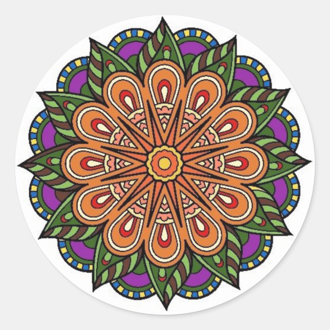 mandala plant classic round sticker (Front)