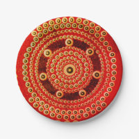 Mandala Plates, 7" Round Paper Plate