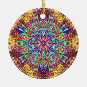 Mandala Psychedelic Trippy Hippie Colour Splash Ceramic Ornament