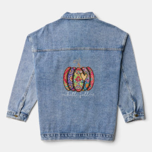 Mandala Pumpkin Halloween T-Shirt Denim Jacket