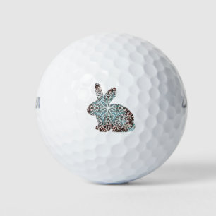 Mandala Rabbit Chocolate and Blues Golf Balls