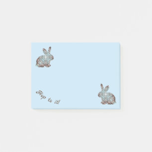 Mandala Rabbit Chocolate and Blues Post-it Notes