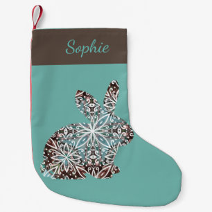 Mandala Rabbit Chocolate Blues Christmas Stocking