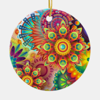 mandala rainbow colours ceramic ornament