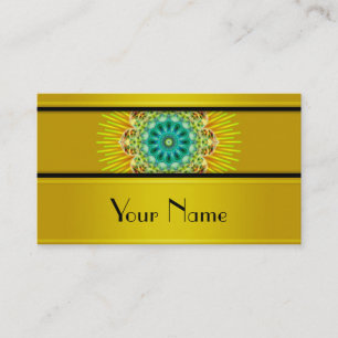 Mandala Rays Yellow Green + your text Business Card