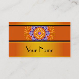 Mandala Rays Yellow Violet + your text Business Card