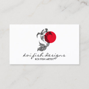 Mandala Red Dot Japanese Koi Fish Business Card