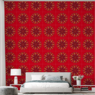 Mandala Red Yellow Orange Brown Wallpaper