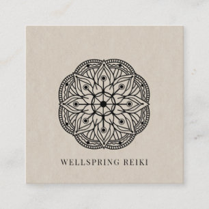 Mandala Reiki Practitioner Wellness QR Code Square Business Card