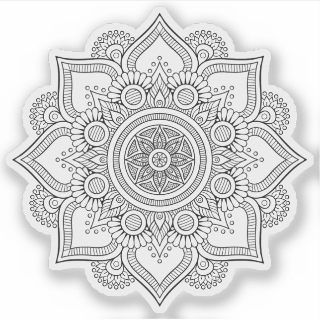Mandala Retro hand drawn  black & white flower (Front)