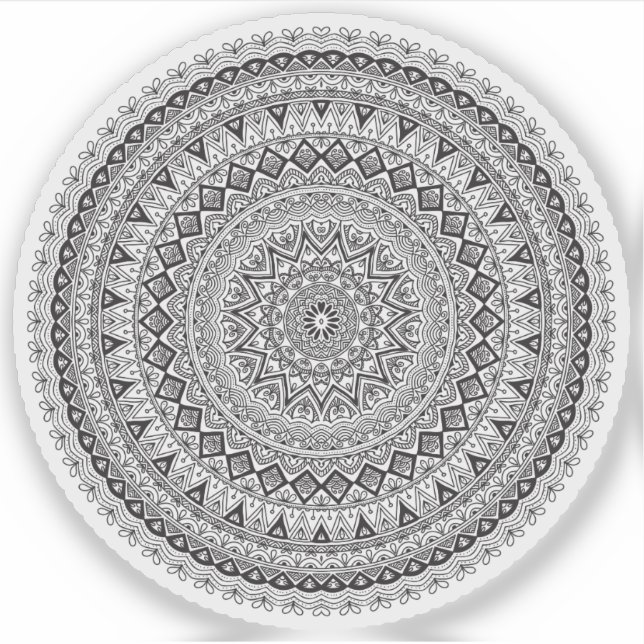 Mandala Retro hand drawn  black & white flower (Front)