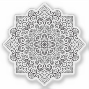 Mandala Retro hand drawn organic black and white