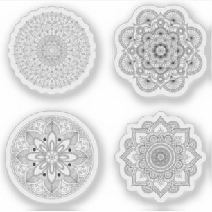 Mandala Retro hand henna tattoo set 4x