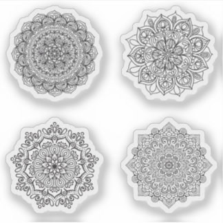 Mandala Retro hand henna tattoo set 4x