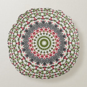 Mandala ronde motif kaleidoscope Coussin ronde