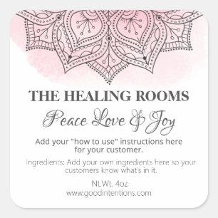 Mandala Rose Aquarelle Étiquettes de thérapie natu
