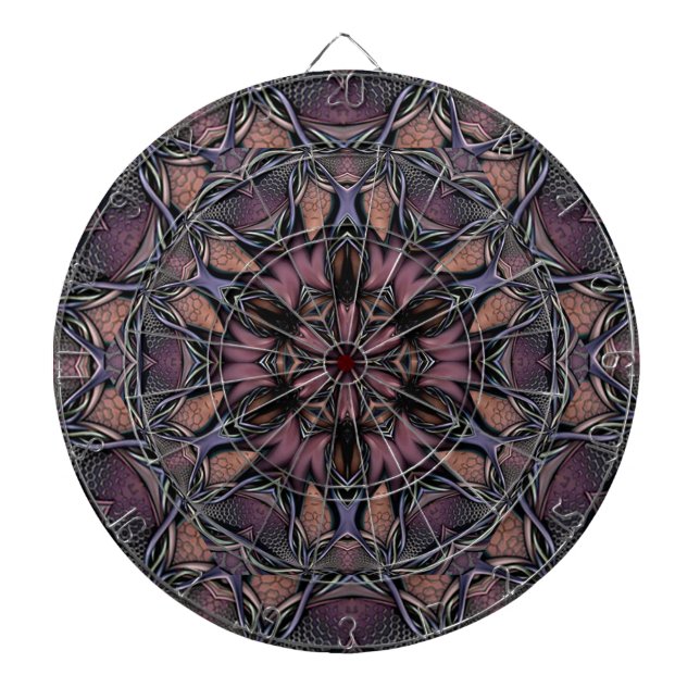 Mandala Rosette Floral Twine Retro Boho Dartboard (Front)