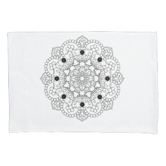 Mandala. Round black and white oriental pattern Pillowcase