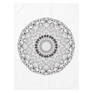 Mandala. Round black and white oriental pattern Tablecloth