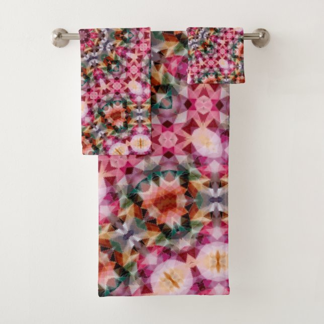 Mandala round kaleidoscope ornamental decoration c bath towel set (Insitu)