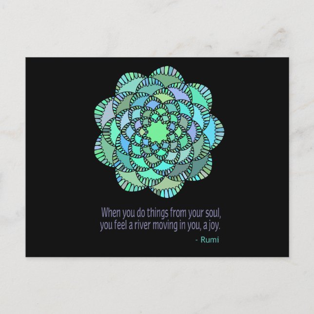 Mandala Rumi Joy Quote Postcard (Front)