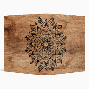 Mandala Rustic Wood Personalized Binder