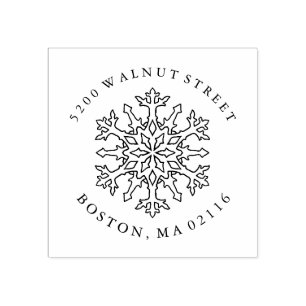 Mandala Snowflake   Return Address Rubber Stamp