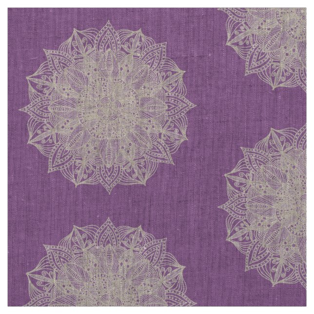 Mandala Snowflakes Purple Pattern Fabric (Swatch)