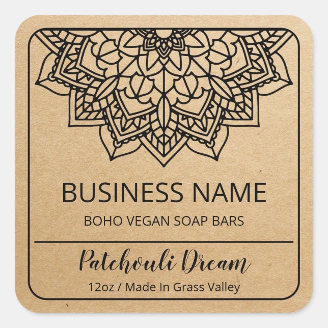 Mandala Soap Business Product Labels (Front)