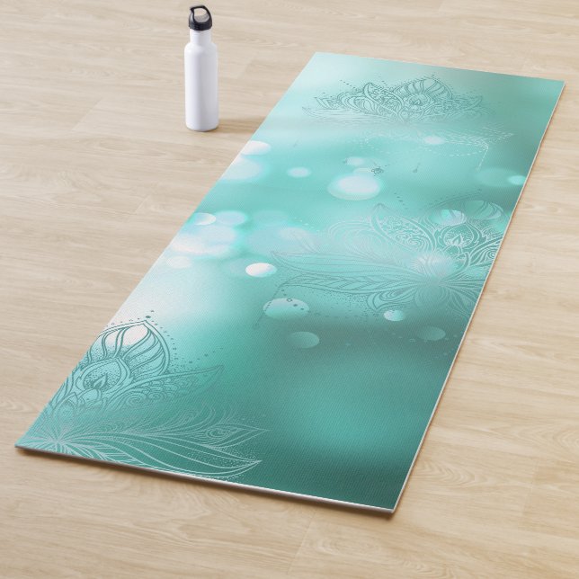 Mandala sparkles turquoise yoga mat (In Situ)