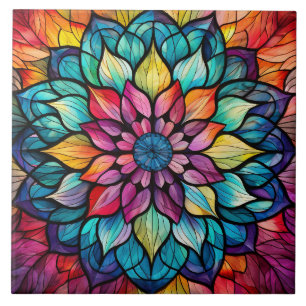Mandala Stained Glass Tile