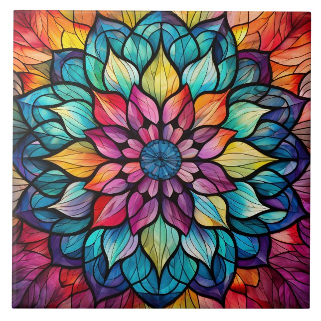 Mandala Stained Glass  Tile (Front)