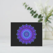 Mandala star in blue | black postcard (Standing Front)