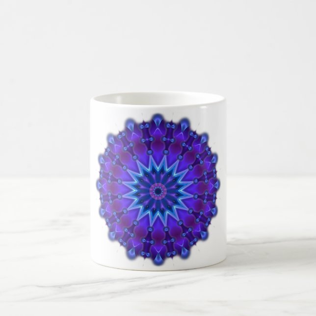 Mandala star in blue coffee mug (Center)