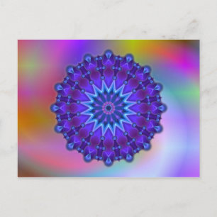 Mandala star in blue   coloured light postcard
