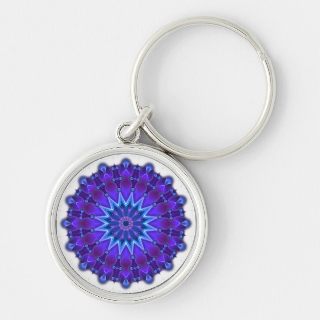 Mandala star in blue keychain (Front)